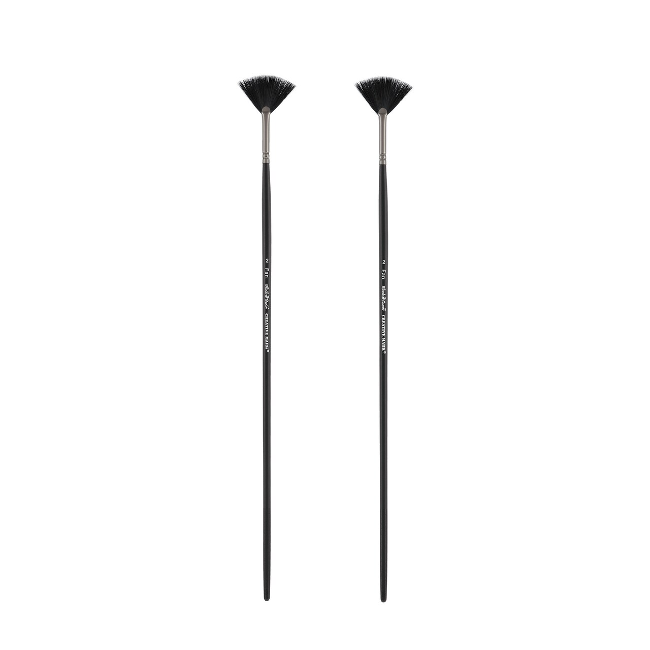 Black Swan Synthetic Red Sable Paint Brushes Fan Sets of 2 - Professional Quality Long Handle Paint Brushes in Assorted Shapes and Sizes for Oil, Heavy Body Media and Acrylic - Artists of All Levels